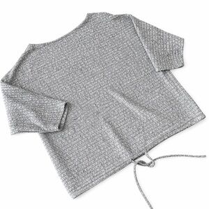 Charcoal Light Grey Textured Women's Light Sweater Front Tie Detail Medium